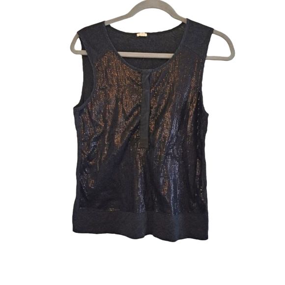 J. Crew Gray Sequin Tank Top with Buttons Size Medium - Picture 1 of 5